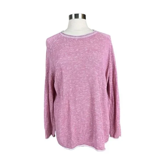 Eileen Fisher Sweater Women Medium M Organic Cotton & Linen Pink boho Lagenlook - Picture 4 of 14
